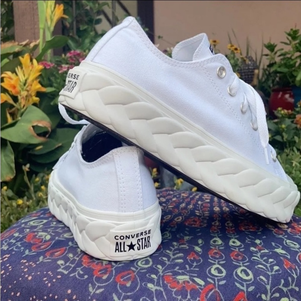 👟 New Cable Lift Converse CTAS OX Platform Braided Sole White Canvas Sneakers - Picture 14 of 15